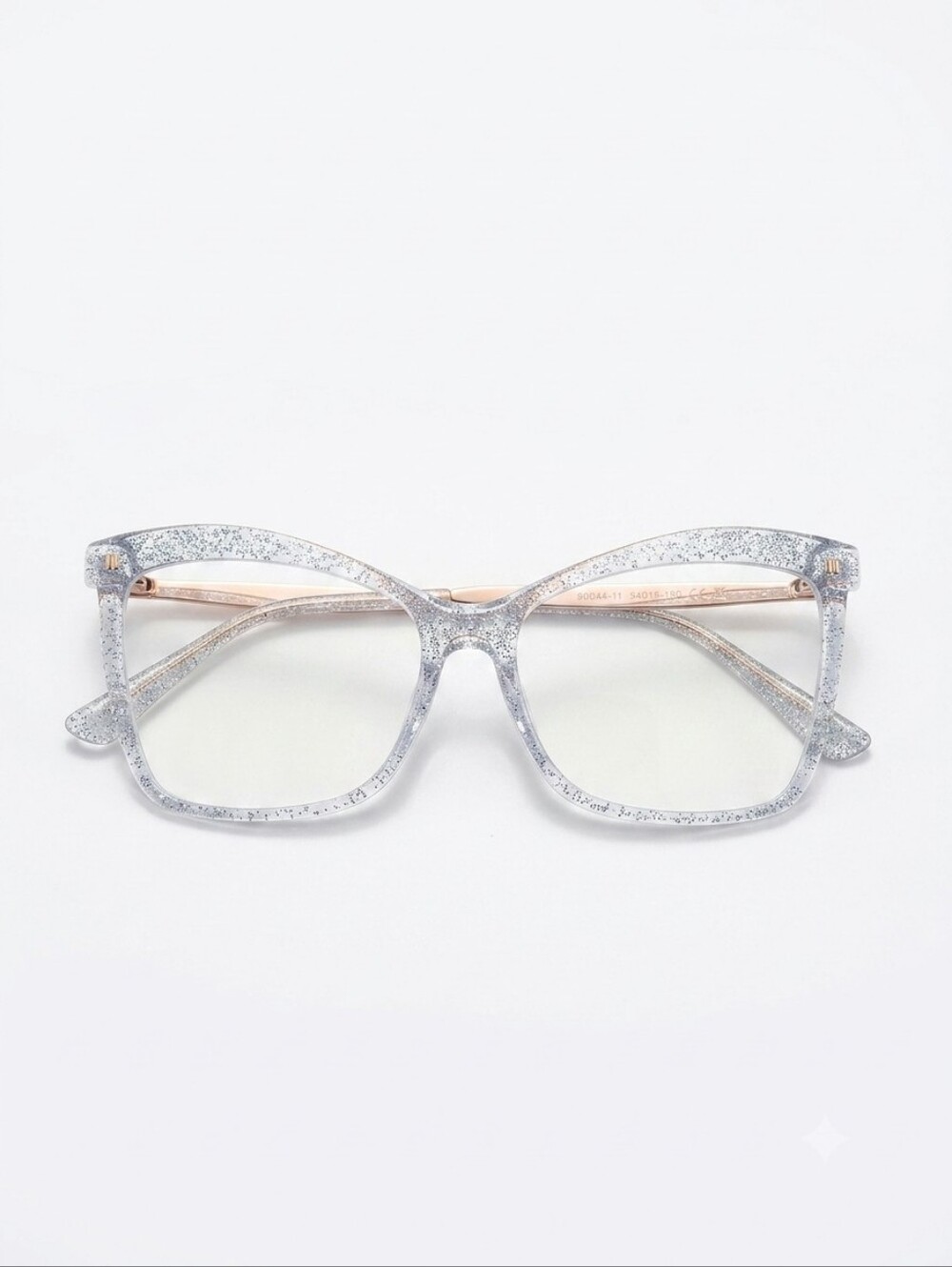 Zeelool Isaebella Clear Silver Glitter Butterfly Frame Glasses w/ Gold Arms
